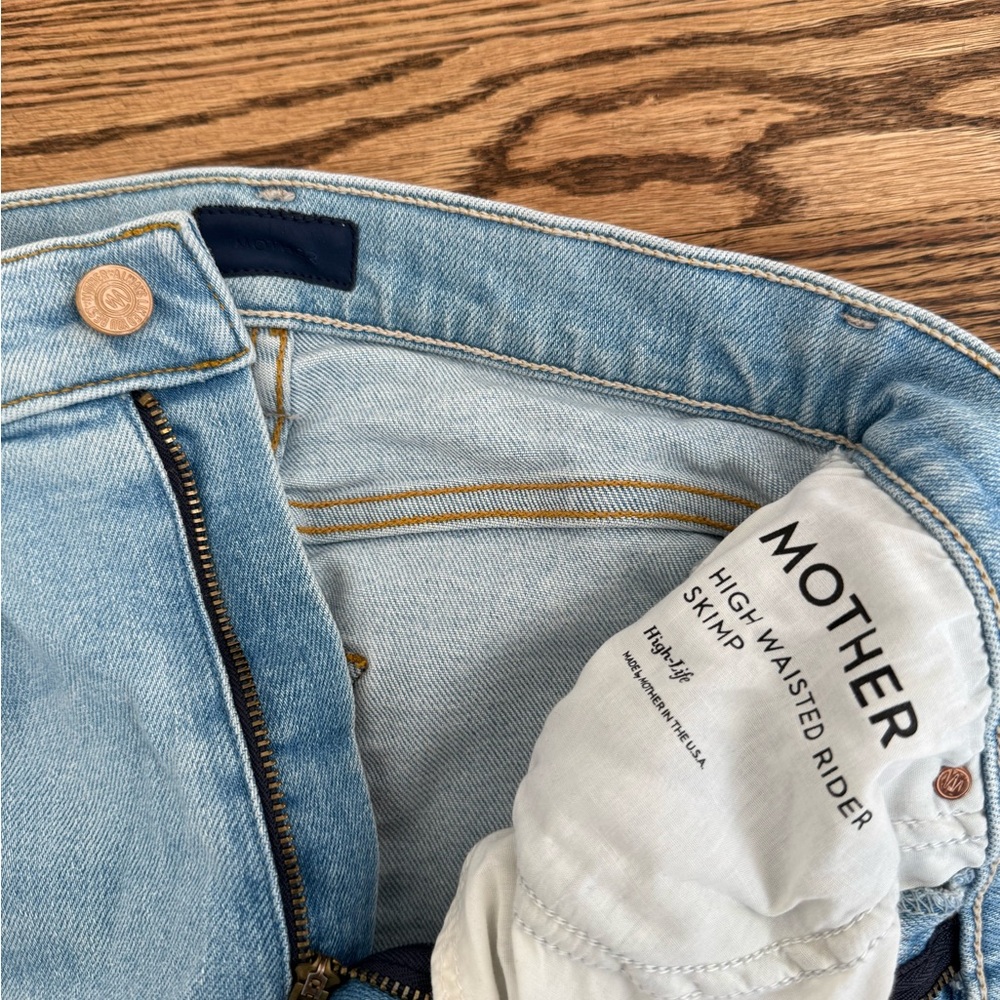 MOTHER High Waisted Rider Skimp Jeans - Light Blue